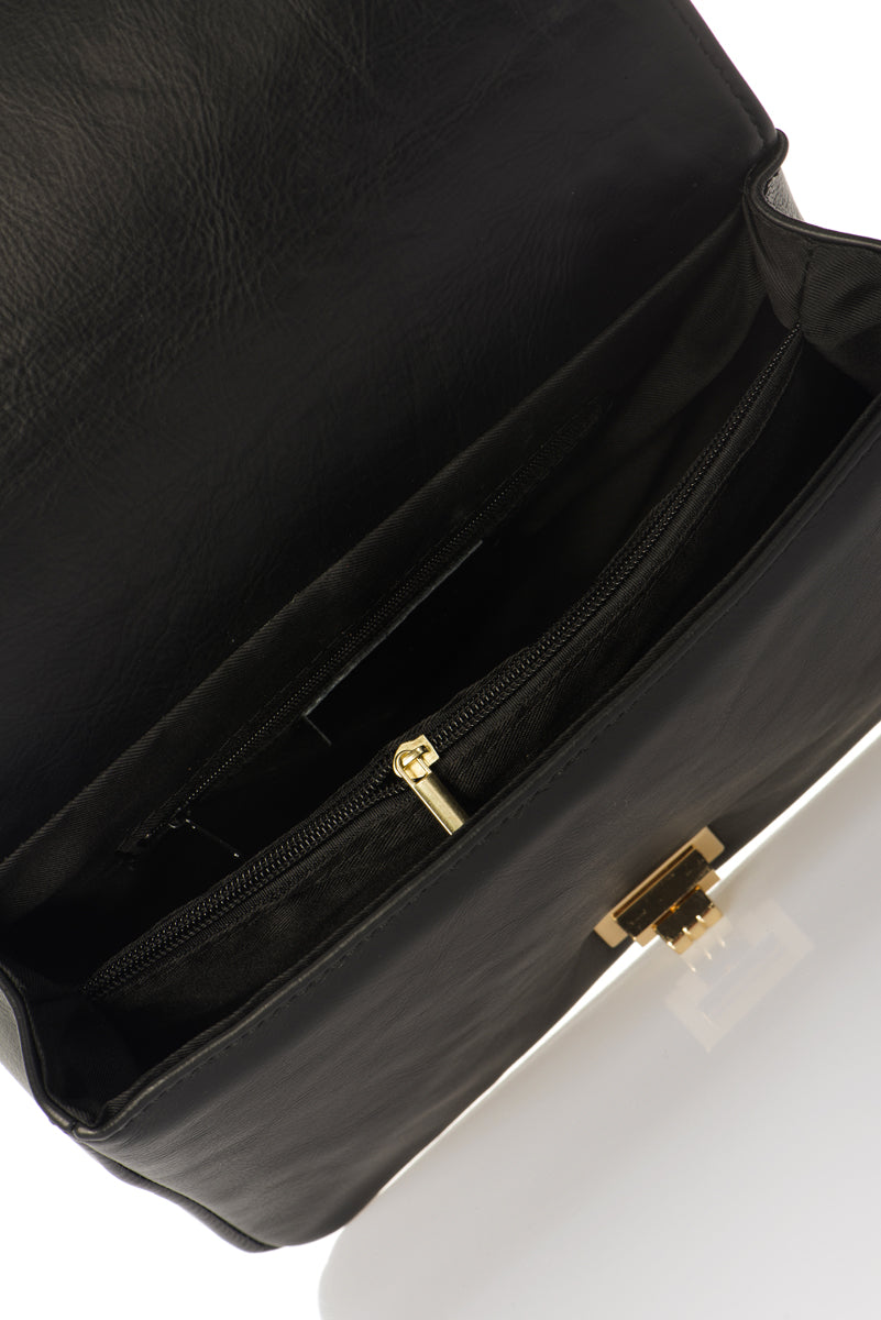 ERIS Leather Crossbody Bag - Black
