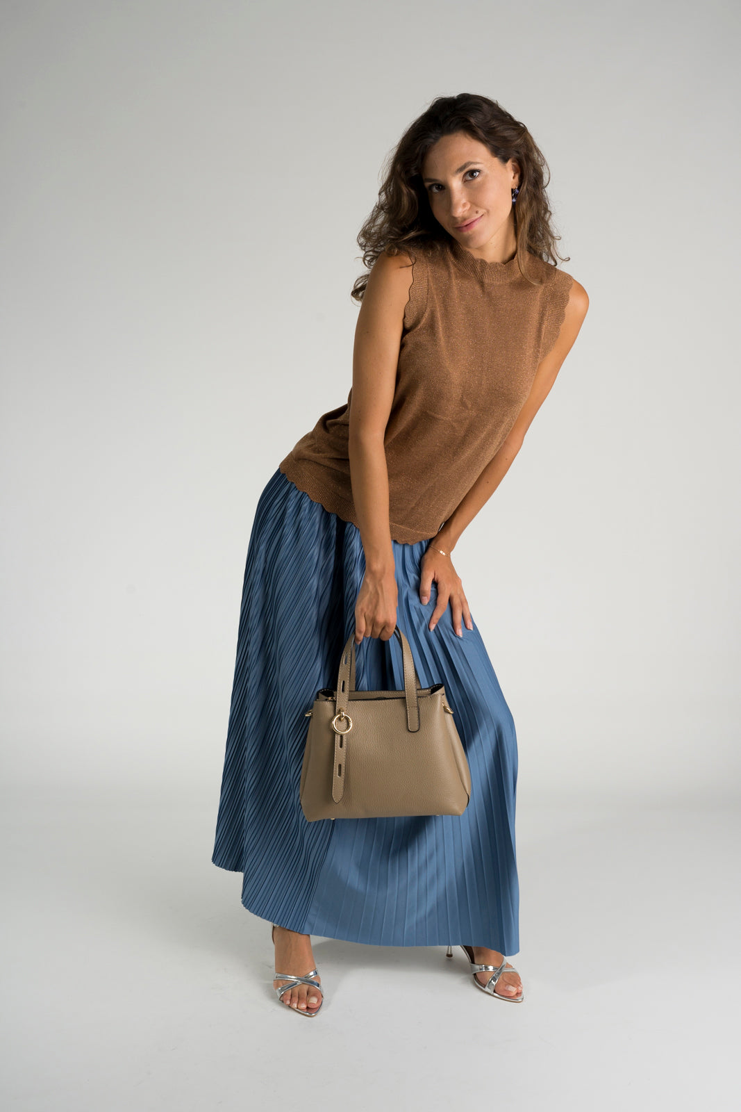EMILY Leather Top Handle Bag - Fango