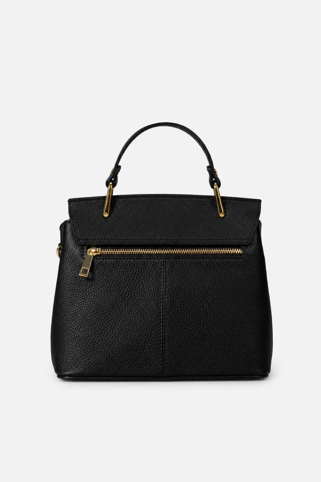NELL Leather Top Handle Bag - Black