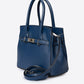 GRETA Leather Top Handle Bag - Blue