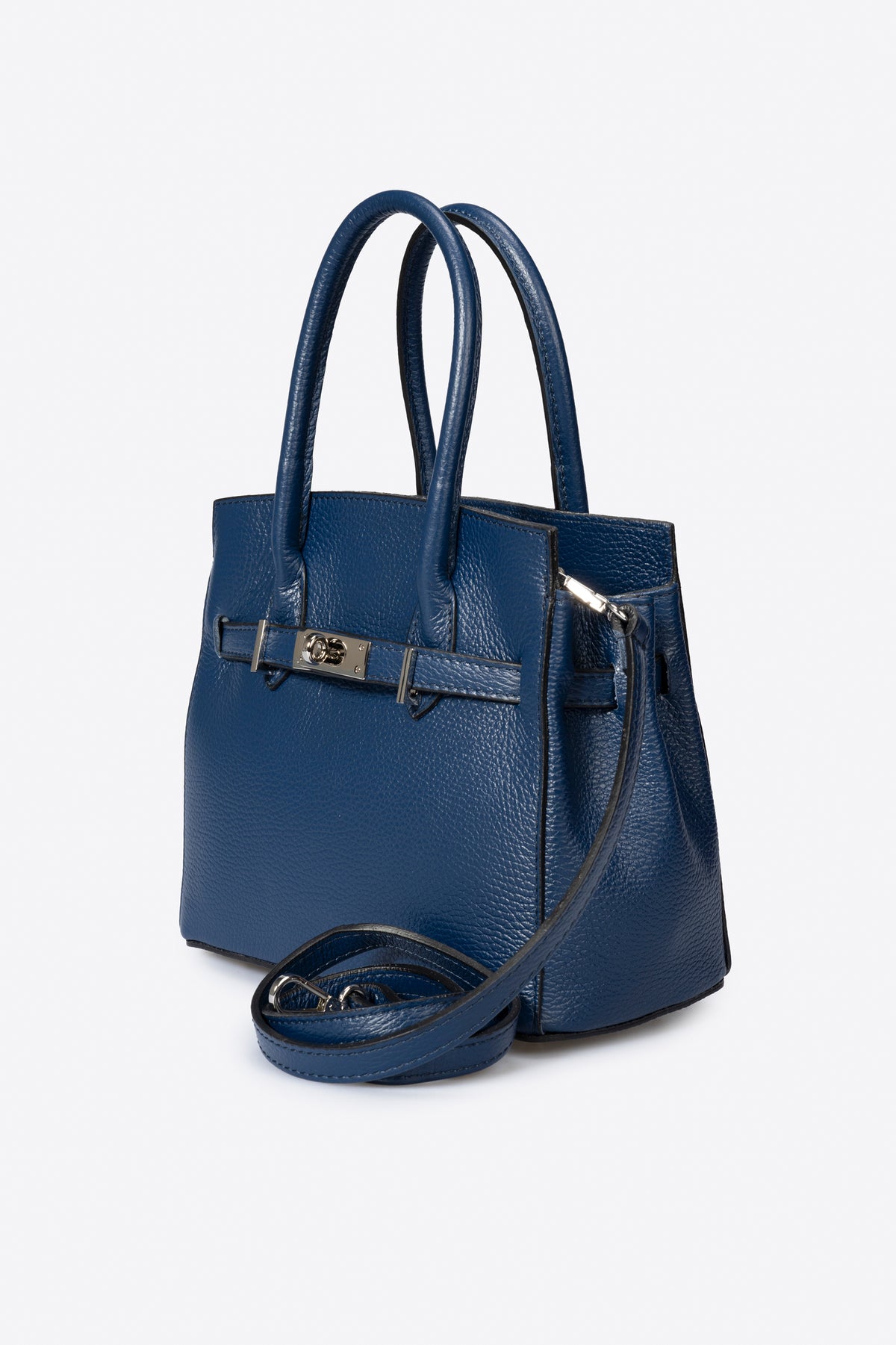 GRETA Leather Top Handle Bag - Blue