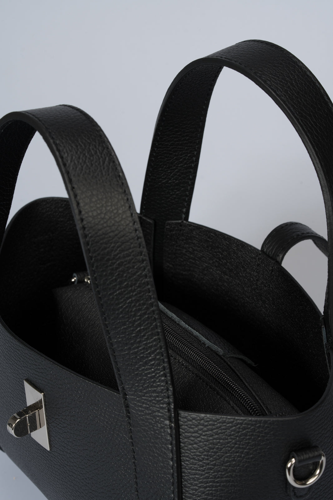 GAIA Leather Top Handle Bag - Black