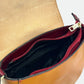 Leather Crossbody Bag 8058 - Cognac + Red