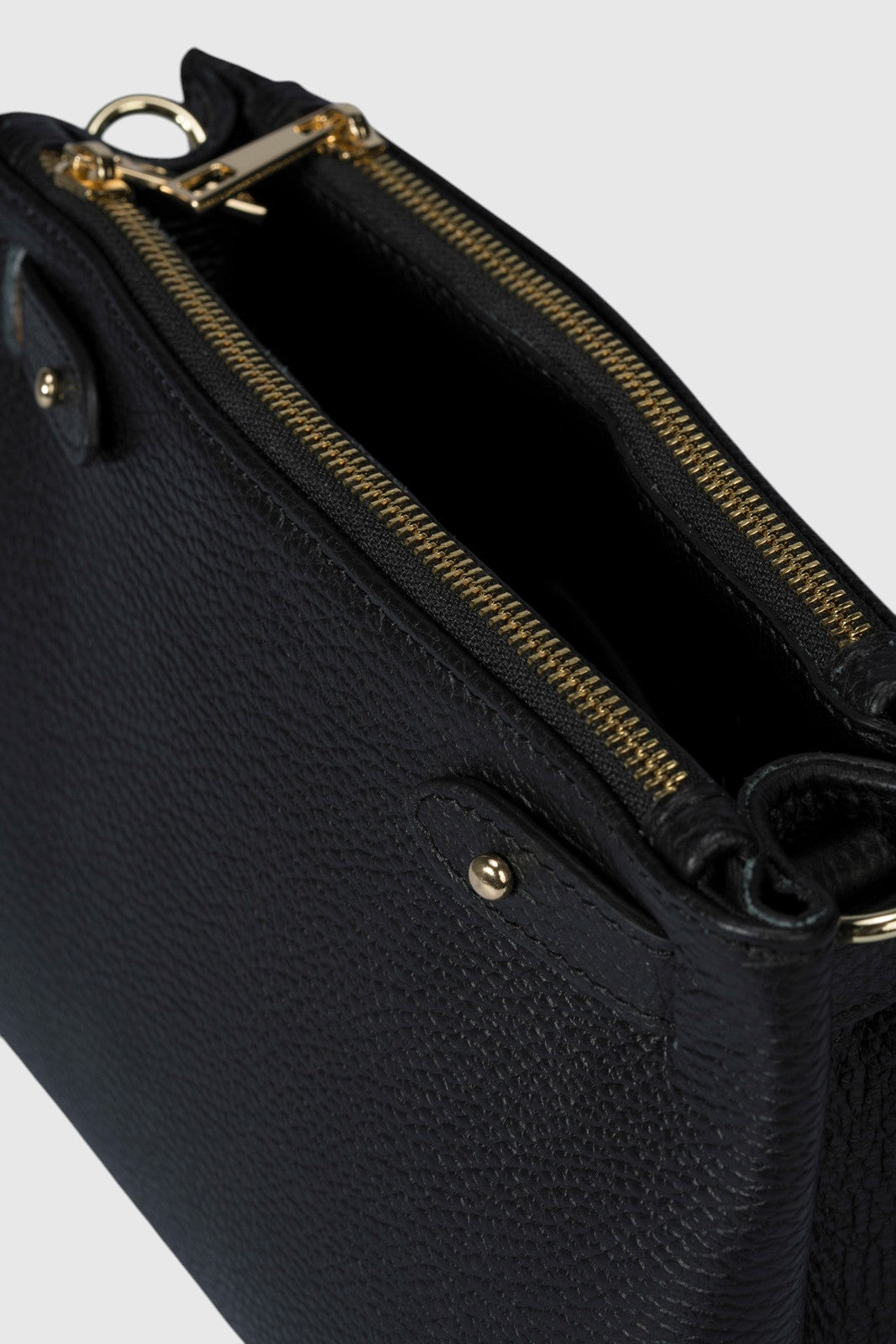 CAMILLE Leather Top Handle Bag - Black