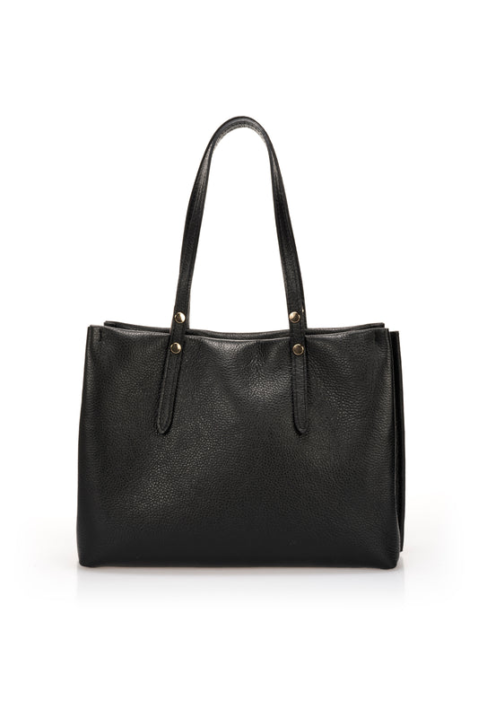 Leather Top Handle Bag 1199 - Black