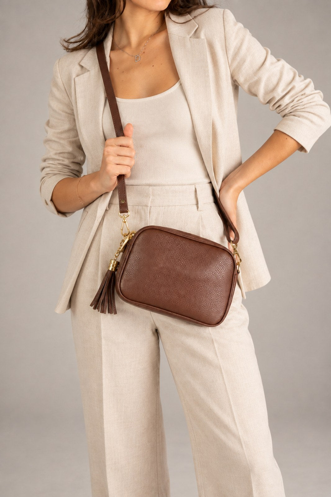 EBE Leather Crossbody Bag - Brown
