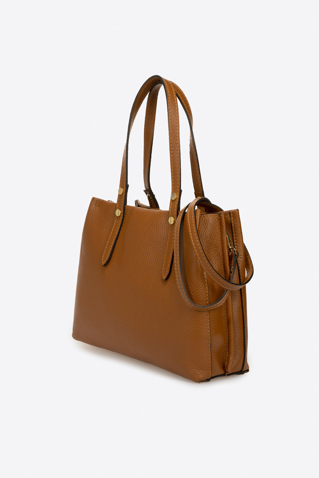 BIANCA Leather Top Handle Bag - Cuoio