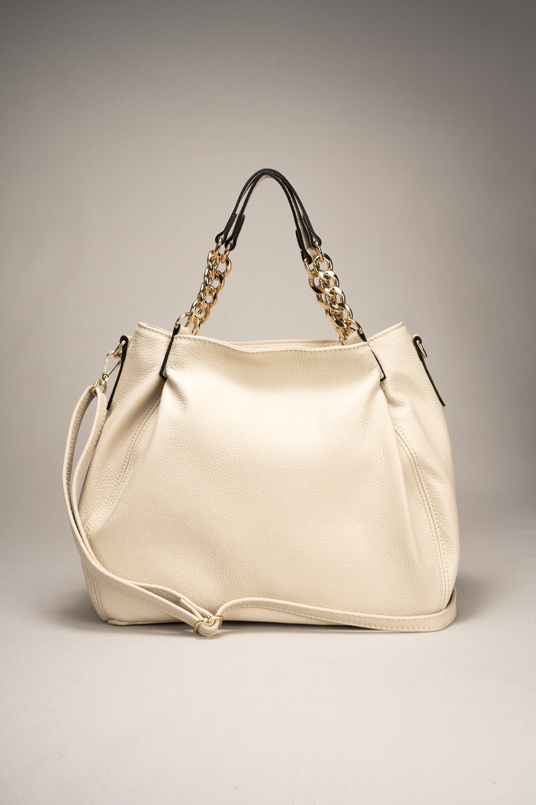 Charlize trole Couture leather medium bag beige color store karakul.